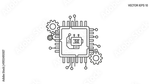 Microchip Circuit Board Technical Illustration.