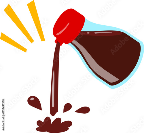 醤油さしから勢いよく注がれる醤油