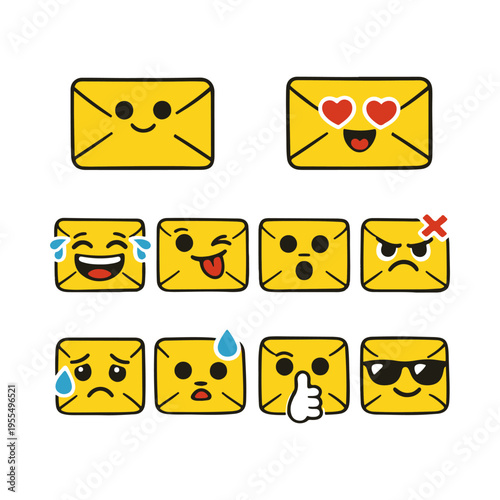 envelope set of emotions vector
Vector set of emotions on a white background