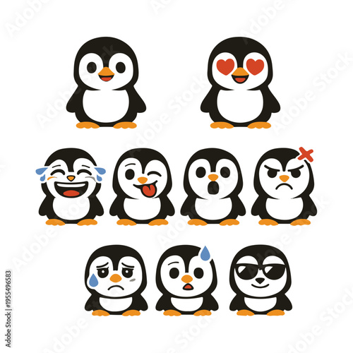 penguin set of emotions vector
Vector set of emotions on a white background