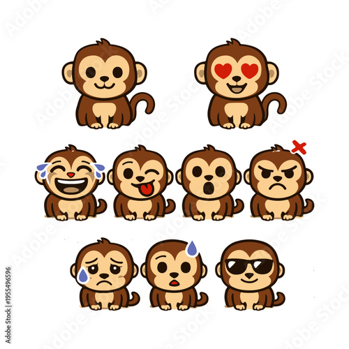 monkey set of emotions vector
Vector set of emotions on a white background