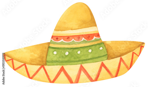 Photos Watercolor painting of Sombrero with Festive Pattern