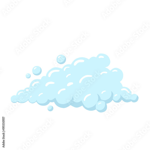 Soap foam or bubble lather isolated on white background. Cleaning and hygiene concept in flat cartoon style illustration