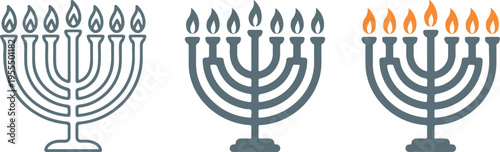 Set of three minimalist light bulb icons with green leaf symbols in outline and flat styles for renewable energy sustainability and eco friendly innovation concepts isolated on white background