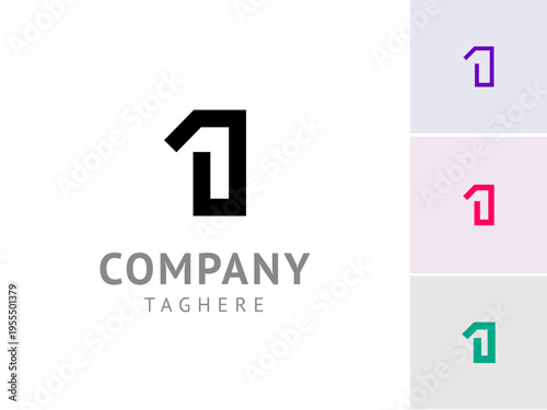 Number 1, digital cyber numeral one, including set of four different multi colored number 1, vector illustration 10EPS