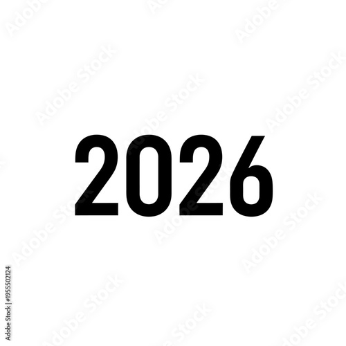 Bold black numeral 2026 on a white background representing future timeline or year