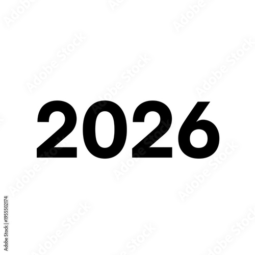 Bold black year 2026 text on a plain white background with a modern font design