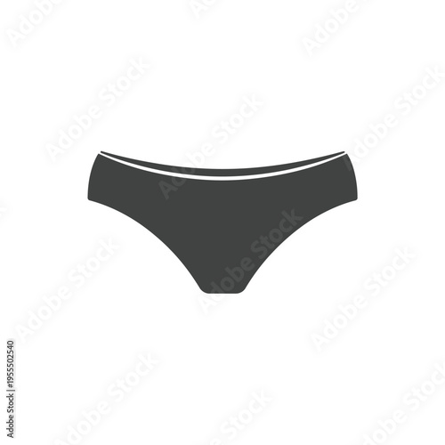 A minimalist graphic illustration of a simple women underwear brief in a dark charcoal grey color isolated on white background, Vector, illustration