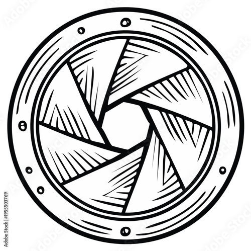 Mechanical Aperture Diagram with Adjustable Blades for Photography and Cinematography