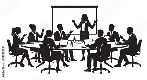 Silhouette of business meeting in the office