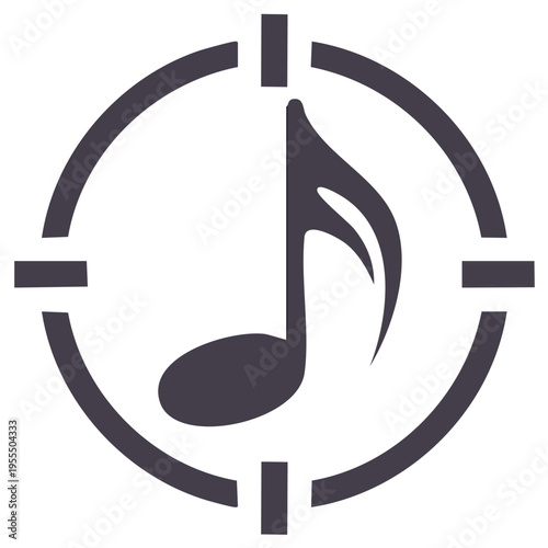 Musical Note Inside Target Symbol, Concept of Music Focus or Goal