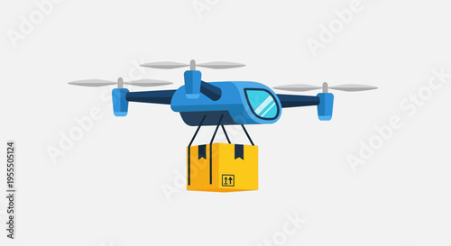 delivery drone in flight carrying a package for fast and efficient logistics transportation