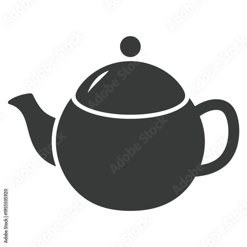 A minimalist flat vector icon illustration of a classic round kitchen teapot for brewing hot tea isolated on white background, Vector, illustration