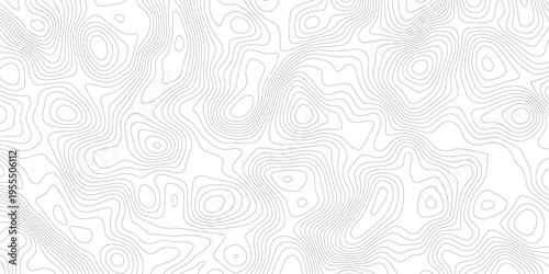 Geography landscape Topo contour map on white background, Topographic contour lines. Seamless pattern with lines Topographic map. Geographic mountain relief diagram line wave carve pattern. 