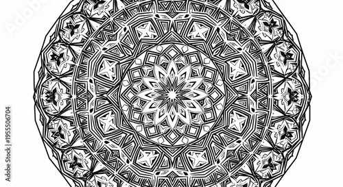 Intricate Black and White Mandala Pattern for Meditation and Artistic Designs