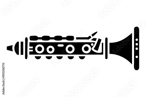 alto flute silhouette illustration for woodwind music instrument orchestra band and performance design