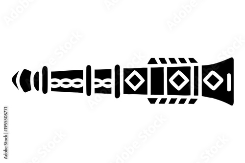 flute silhouette illustration for woodwind music instrument orchestra band and performance design