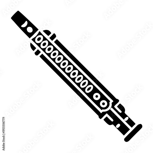flute silhouette icon illustration for woodwind music instrument orchestra band and performance design