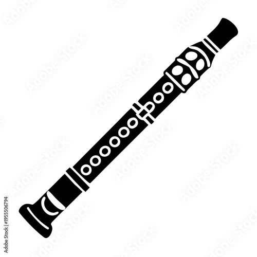 flute silhouette icon illustration for woodwind music instrument orchestra band and performance design
