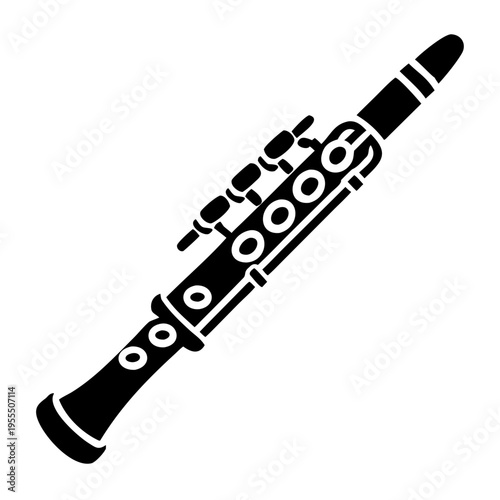 alto flute silhouette icon illustration for woodwind music instrument orchestra band and performance design