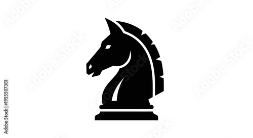 Minimalist Black and White Knight Chess Piece Logo Design Inspired by Strategic Thinking and