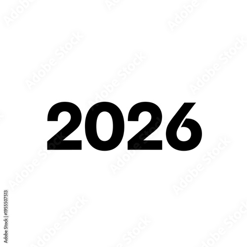 Minimalist design featuring the bold year 2026 in black on a white background