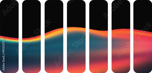 Abstract gradient of vibrant colors flowing across dark background.