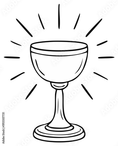 Illustration of Glowing Chalice Religious Symbolism Spirituality and Communion Holy Grail Vector Clip Art Drawing