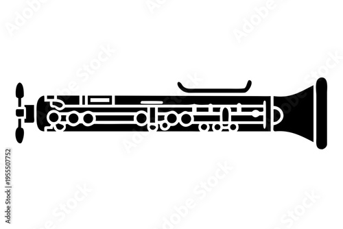 bass flute silhouette illustration for woodwind music instrument orchestra band and performance design