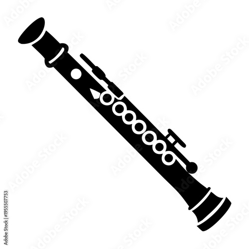 alto flute silhouette icon illustration for woodwind music instrument orchestra band and performance design