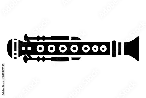 recorder silhouette illustration for woodwind flute music instrument education and performance design