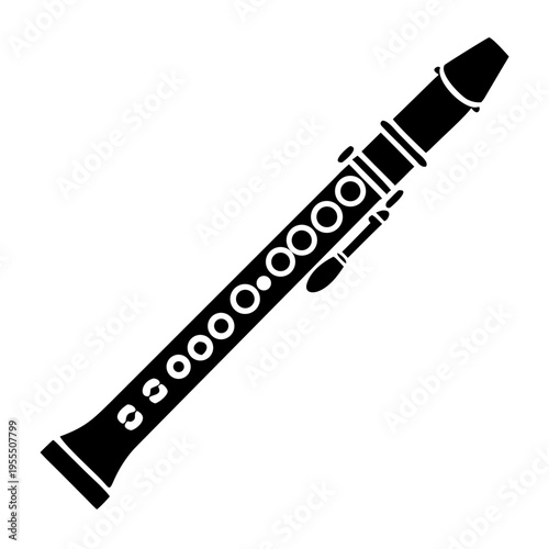 recorder silhouette icon illustration for woodwind flute music instrument education and performance design