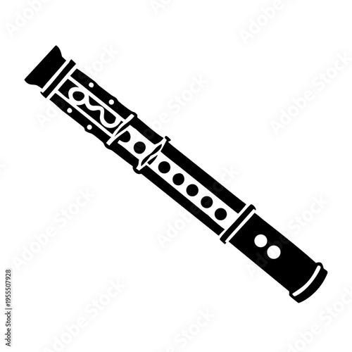 bansuri silhouette icon illustration for traditional bamboo flute indian music and cultural design