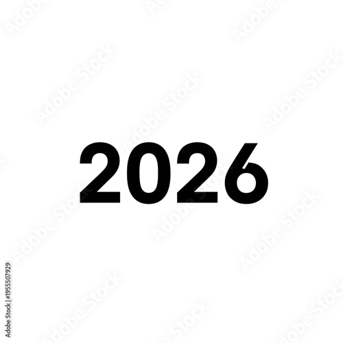 Minimalistic Design Featuring the Year 2026 in Bold Black Font on a White Background