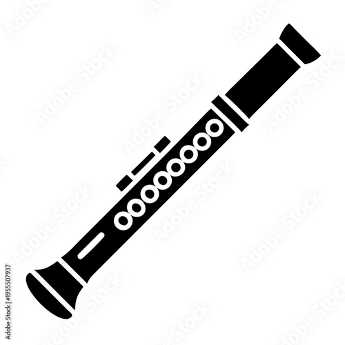 shakuhachi silhouette icon illustration for traditional japanese bamboo flute music and cultural design