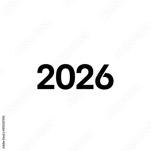 Minimalistic digital representation of the year 2026 on a white background with bold black font