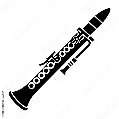 clarinet silhouette icon illustration for woodwind music instrument orchestra band and performance design