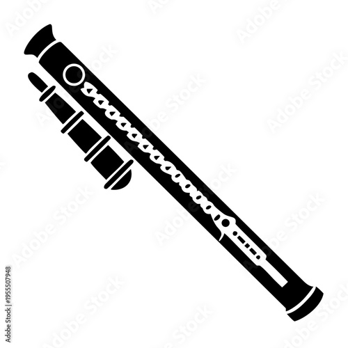 bansuri silhouette icon illustration for traditional bamboo flute indian music and cultural design