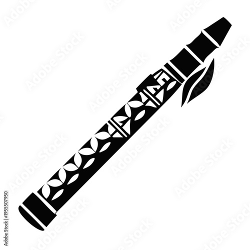 native american flute silhouette icon illustration for traditional woodwind music instrument and cultural design