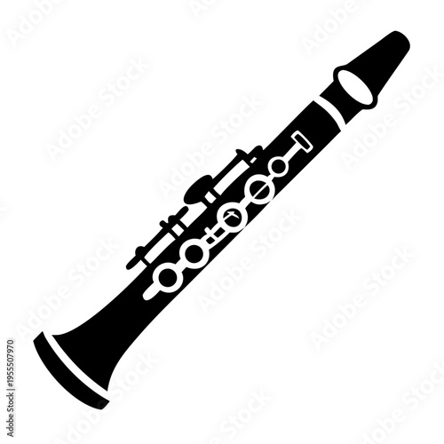 clarinet silhouette icon illustration for woodwind music instrument orchestra band and performance design