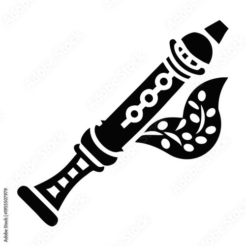 duduk silhouette icon illustration for traditional woodwind music instrument cultural and performance design