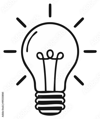 Hand drawn light bulb icon symbolizing a bright idea and innovation