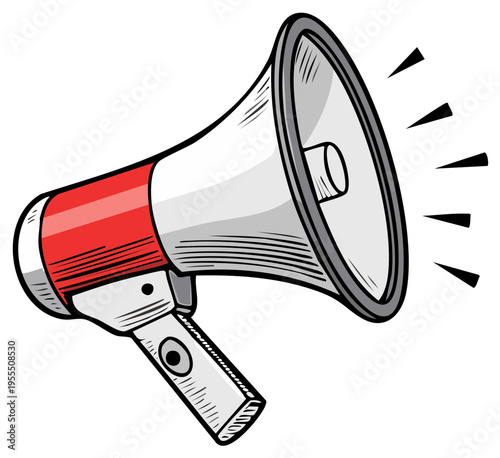Drawn megaphone announces something crucial. An important announcement that needs to be said.