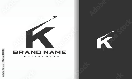 letter K airplane take off logo