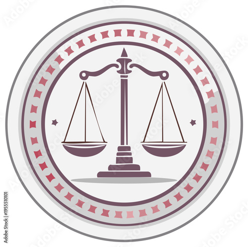 Scales of Justice Icon in a Round Frame - Law, Legal Symbol, Equity