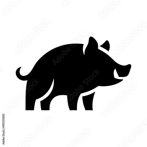 Logotipo con dibujo sencillo con silueta de un jabalí de pie visto de perfil 