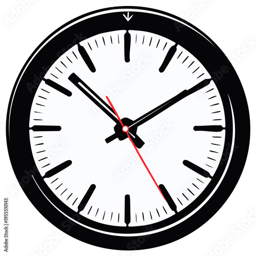 Classic Round Wall Clock with Black Bezel and Red Second Hand