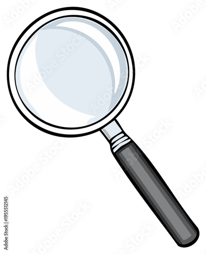 Cartoon Magnifying Glass with Handle for Close Examination and Discovery