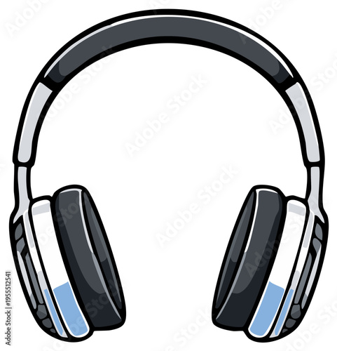 Vector illustration of stylish over-ear headphones for immersive music and audio listening experience