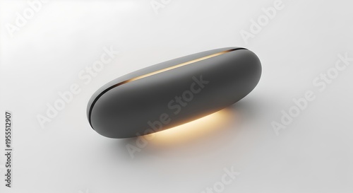 Minimalist modern LED light bar with warm glow on white background